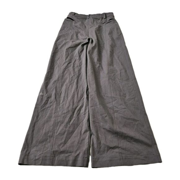 Alo High Waist Risk Taker Trouser Pants Womens Medium Fog Wide Leg Flare Cut-out - Picture 7 of 10